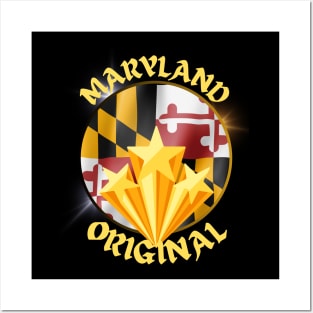 MARYLAND ORIGINAL WITH FLAG AND STARS DESIGN Posters and Art